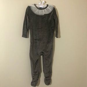 Kidichic Velour One Piece Gray Lace Collar Footie